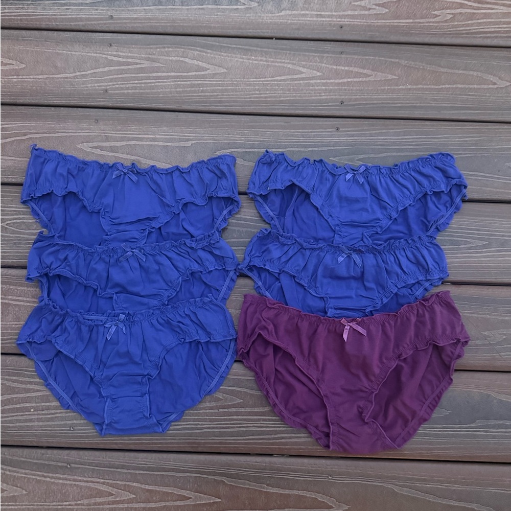Women's Blue and Purple Cotton Panties Set of 6 nwot